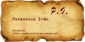 Petkovics Irén névjegykártya